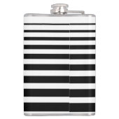 Zwart & Wit Strepen Roze Bloemen Monogram Heupfles (Achterkant)