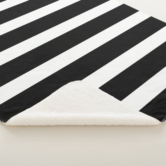 Zwart-wit Strepen Roze Monogram Sherpa Deken (3/4)