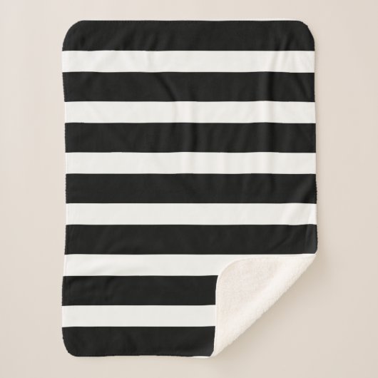 Zwart-wit Strepen Roze Monogram Sherpa Deken (Voorkant)