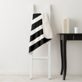 Zwart-wit Strepen Roze Monogram Sherpa Deken (In situ)