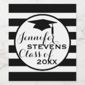 Zwart Wit Strepen Zwart Pet - Afstuderen Wijn Etiket (Enkel label)