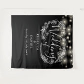 Zwart-wit String Lights Bruiloft Achtergrond Wandkleed (Voorkant (horizontaal))
