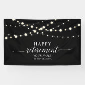 Zwart & Wit String Lights Happy Retirement Party Spandoek (Horizontaal)
