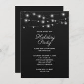 Zwart-wit String Lights Kerstfeest Kaart (Voorkant / Achterkant)