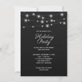 Zwart-wit String Lights Kerstfeest Kaart (Voorkant)