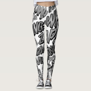 Zwart-wit stripboek Pop Art-geluiden Leggings