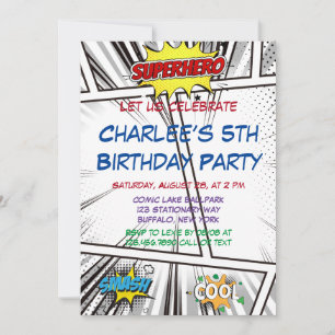 Zwart-wit stripboek Verjaardagsfeest Kaart