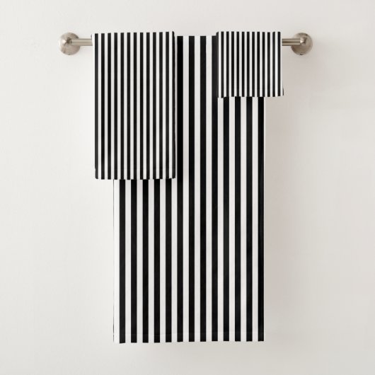 Zwart-wit Stripe Badhanddoek Set Bad Handdoek (Insitu)