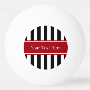 Zwart wit Stripe Cranberry Red Name Monogram Pingpongballen