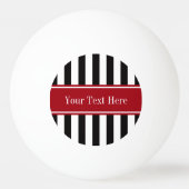 Zwart wit Stripe Cranberry Red Name Monogram Pingpongballen (Achterkant)