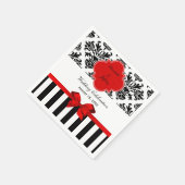 Zwart wit Stripe Damask Red Ribbon Servet (Hoek)