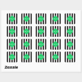 Zwart wit Stripe Emerald Square 3 Monogram Vierkante Sticker (Vel)