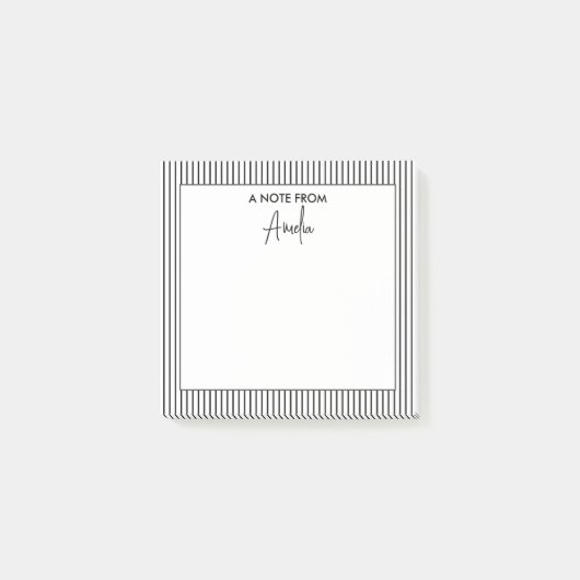 Zwart-wit Stripe Patroon Gepersonaliseerde Naam Post-it® Notes (Voorkant)
