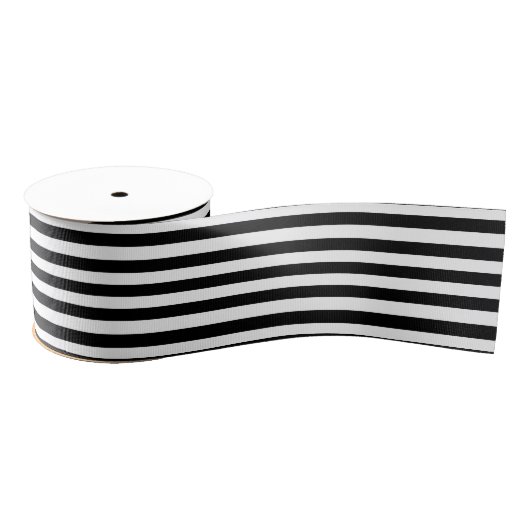 Zwart-wit Stripe Patroon Grosgrain Lint (Spoel)