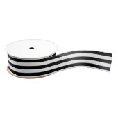 Zwart-wit Stripe Patroon Grosgrain Lint (Spoel)