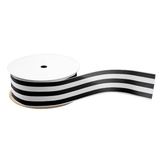 Zwart-wit Stripe Patroon Grosgrain Lint (Spoel)
