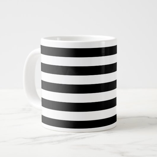 Zwart-wit Stripe Patroon Jumbo Mok (Voorkant links)