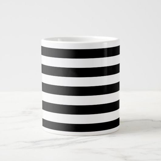 Zwart-wit Stripe Patroon Jumbo Mok (Voorkant)