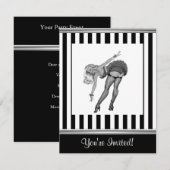 Zwart-wit Stripe pop-upmeisje 19 Kaart (Voorkant / Achterkant)