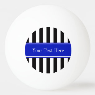 Zwart wit Stripe Royal Blue Ribbon Name Monogram Pingpongballen