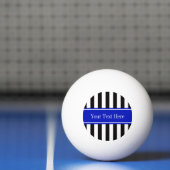 Zwart wit Stripe Royal Blue Ribbon Name Monogram Pingpongballen (Net)
