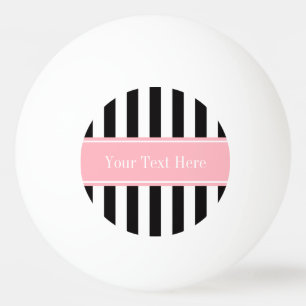 Zwart wit Stripe Roze Naam Monogram Pingpongballen
