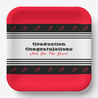 Zwart-wit Stripe Square Papieren Bordje