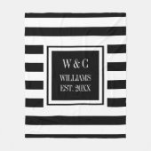 Zwart wit Stripe stijlvol monogram Fleece Deken (Voorkant)