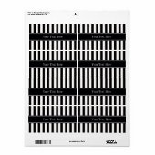 Zwart wit Stripe Zwarte Naam Monogram Etiket (Full Sheet)
