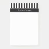 Zwart wit Stripe Zwarte Naam Monogram Post-it® Notes (Voorkant)