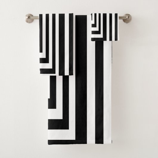 Zwart-wit Striped Bad Handdoek (Insitu)