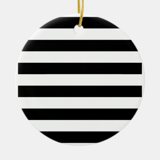 Zwart-wit Striped Keramisch Ornament (Voorkant)