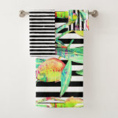 Zwart-wit Striped Mangos Bath-handdoekset Bad Handdoek (Insitu)