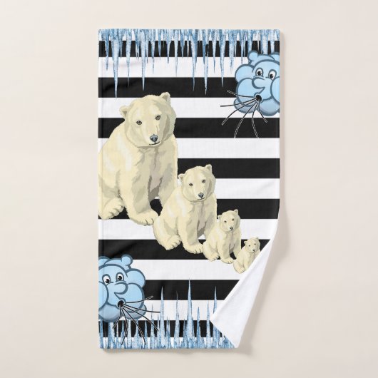 Zwart-wit StripePolar-Beer Bathroom-handdoeksets Bad Handdoek (Handdoek)