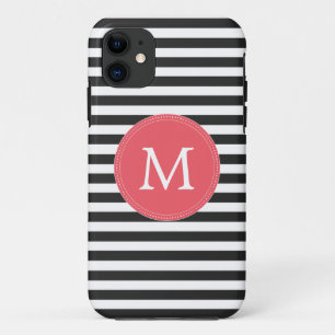 Zwart-wit Stripes Monogram Iphone 5/5S Hoesje