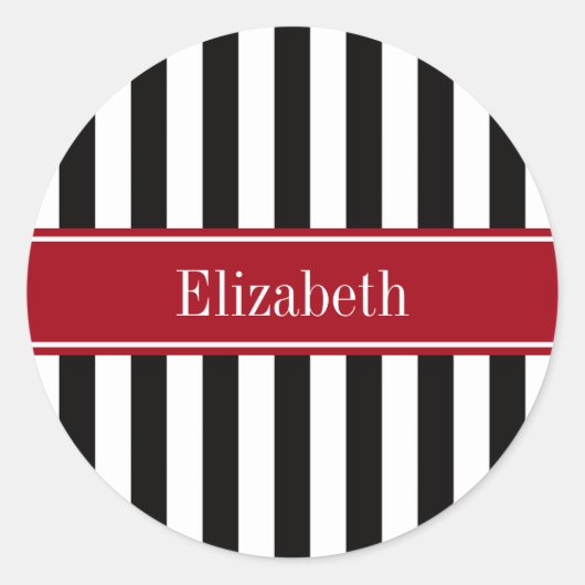 Zwart wit stripper Naam monogram Ronde Sticker (Voorkant)