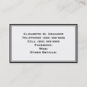 Zwart wit stripper Naam monogram Visitekaartje (Achterkant)