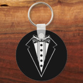 Zwart-wit Stropdas met buis Sleutelhanger (Voorkant)