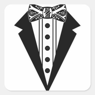 Zwart-wit Stropdas met buis Vierkante Sticker