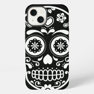 Zwart-wit suiker schedel hart iPhone 13 hoesje