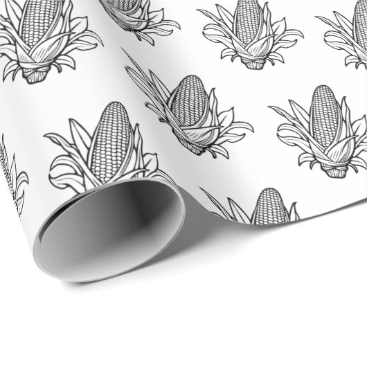 Zwart-wit suikermaiskolf icoon cadeaupapier (Rol Hoek)