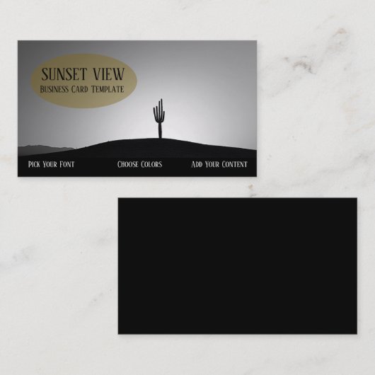 Zwart wit Sunset Landscape Visitekaartje (Voorkant / Achterkant)