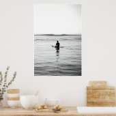 Zwart-wit Surf – Minimalistische Oceaan Poster (Keuken)