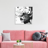 Zwart-wit Surreal Collage Portret Canvas Afdruk (Insitu (Woonkamer))