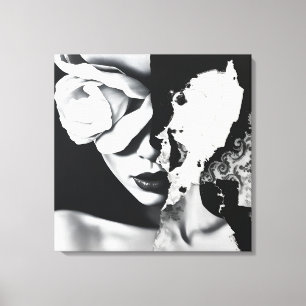Zwart-wit Surreal Collage Portret Canvas Afdruk