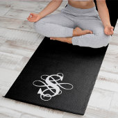 Zwart-wit Swirly Initiaal Monogram Yogamat