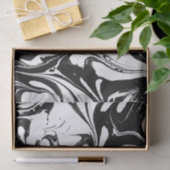 Zwart-wit swirly marmeren textuur tissuepapier (Geschenk)