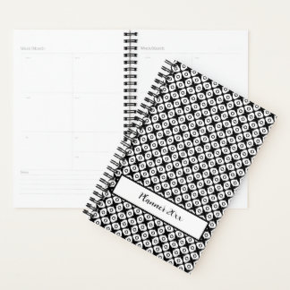 Zwart-wit symmetrisch Arabesk patroon Planner