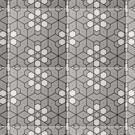 Zwart-wit Symmetrisch Geometrisch Mozaïek Tegeltje