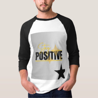 Zwart wit T-shirt met blijf positief ontwerp